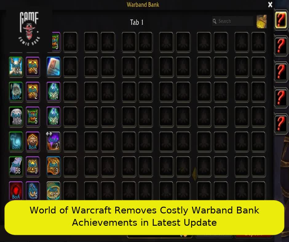 World of Warcraft Removes Costly Warband Bank Achievements in Latest Update