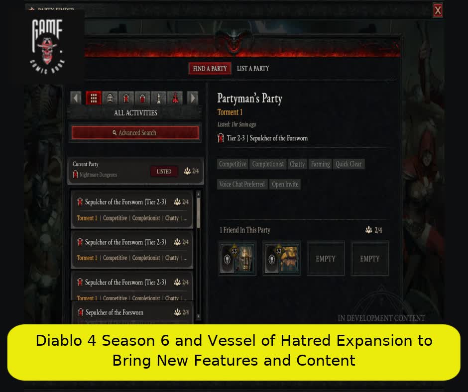 Diablo 4 Season 6 and Vessel of Hatred Expansion to Bring New Features and Content