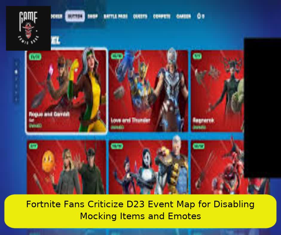 Fortnite Fans Criticize D23 Event Map for Disabling Mocking Items and Emotes