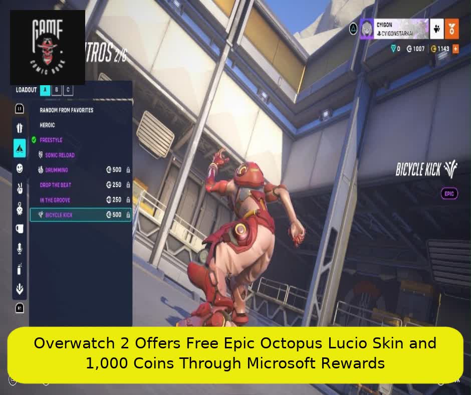 Overwatch 2 Offers Free Epic Octopus Lucio Skin and 1,000 Coins Through Microsoft Rewards